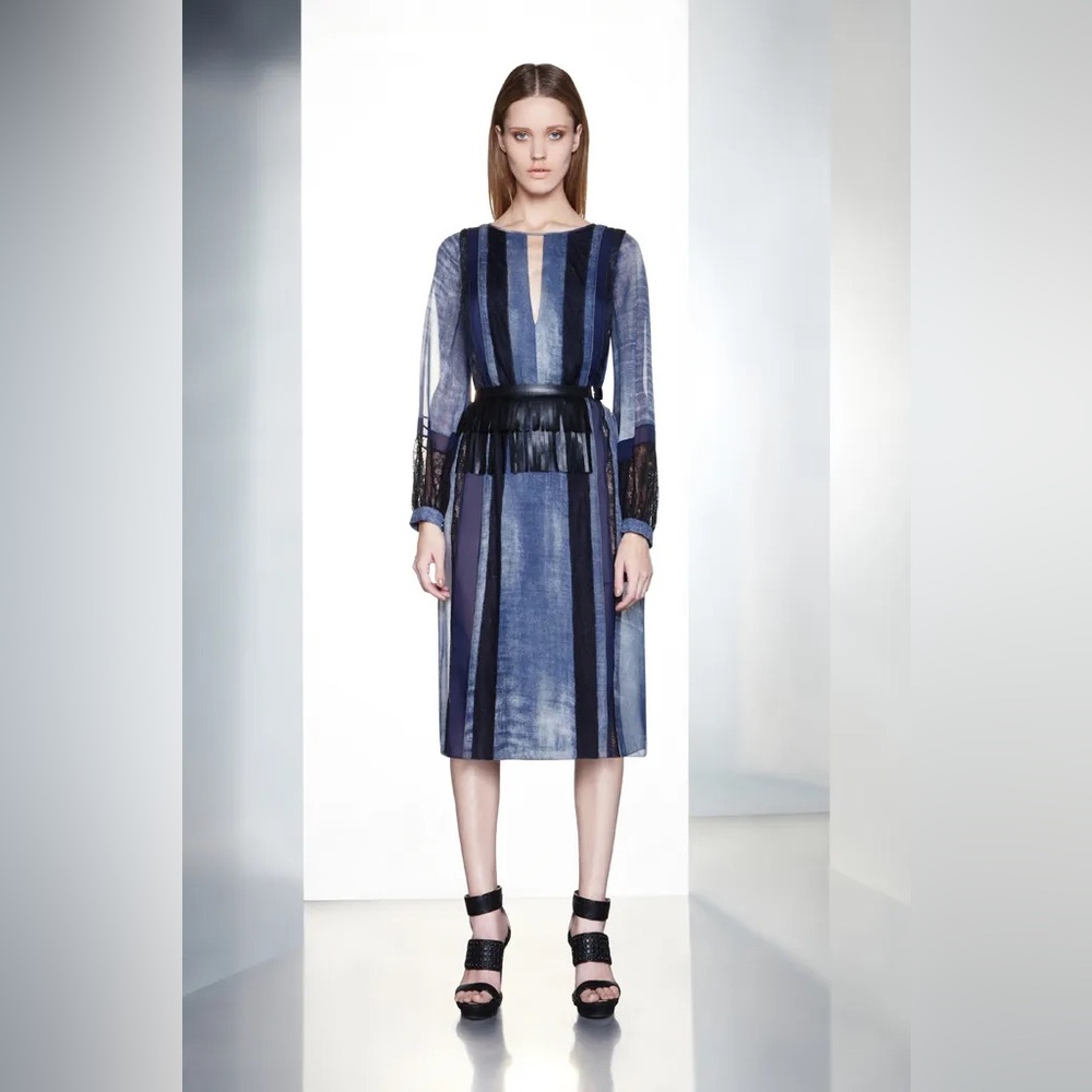 BCBGMAXAZRIA Mixed-Media Midi Dress